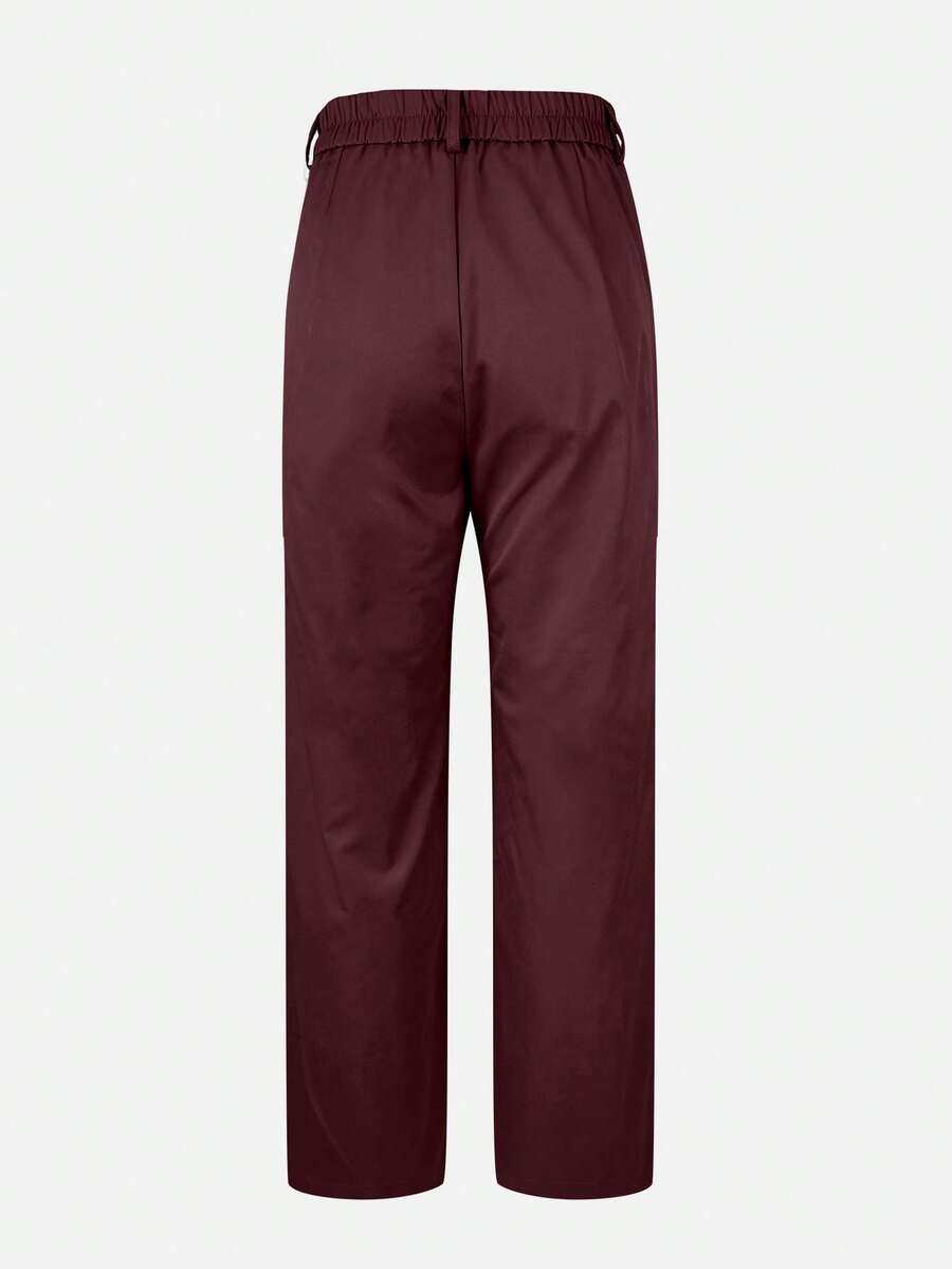 Honora High Waist Seamed Straight Leg Trousers - Burgundy