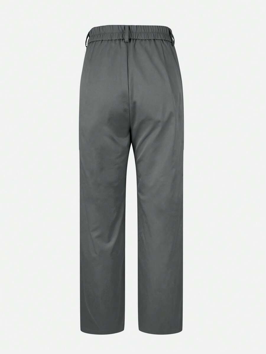 Honora High Waist Seamed Straight Leg Trousers - Dark Grey