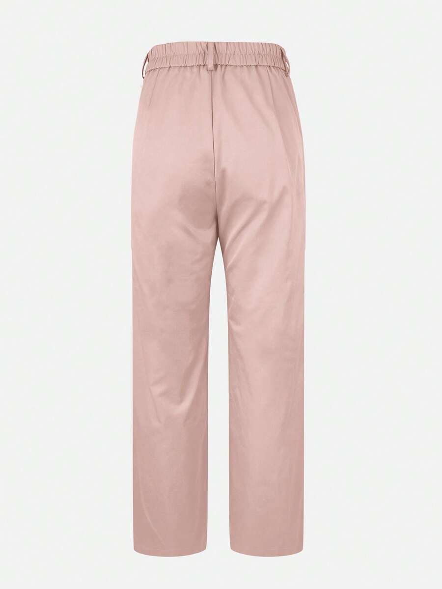 Honora High Waist Seamed Straight Leg Trousers - Blush Pink