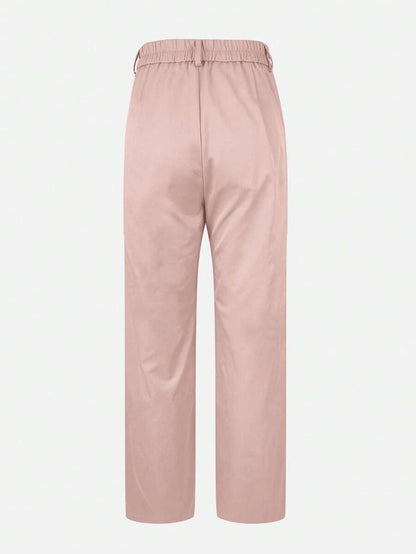 Honora High Waist Seamed Straight Leg Trousers - Blush Pink