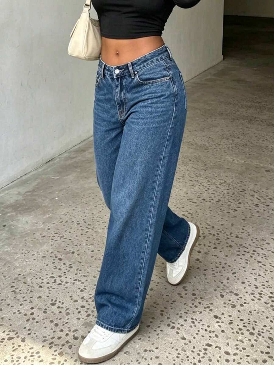 Chelsea Mid Rise Loose Straight Leg Boyfriend Jeans