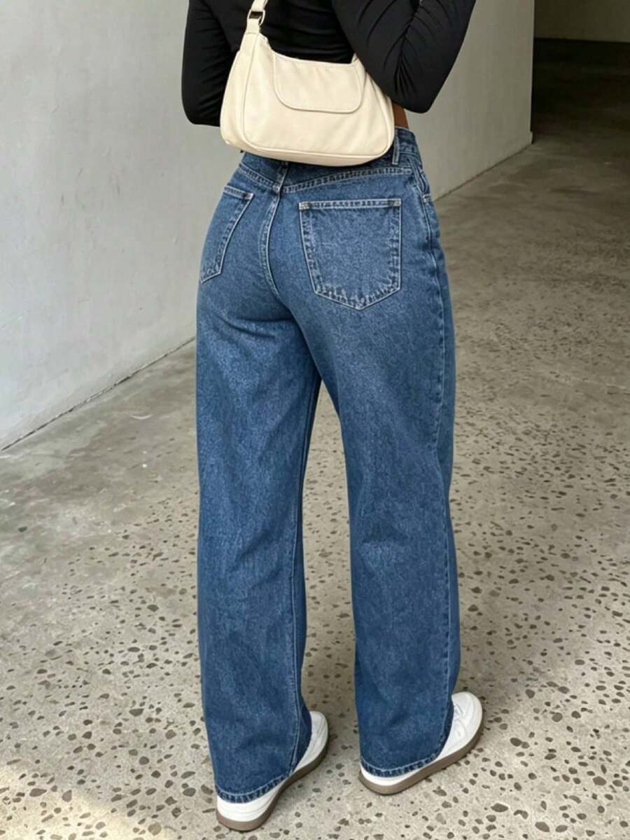 Chelsea Mid Rise Loose Straight Leg Boyfriend Jeans