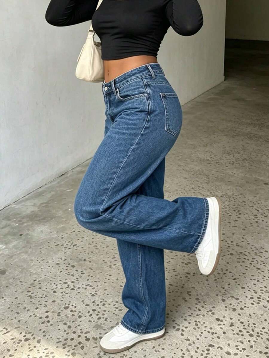 Chelsea Mid Rise Loose Straight Leg Boyfriend Jeans