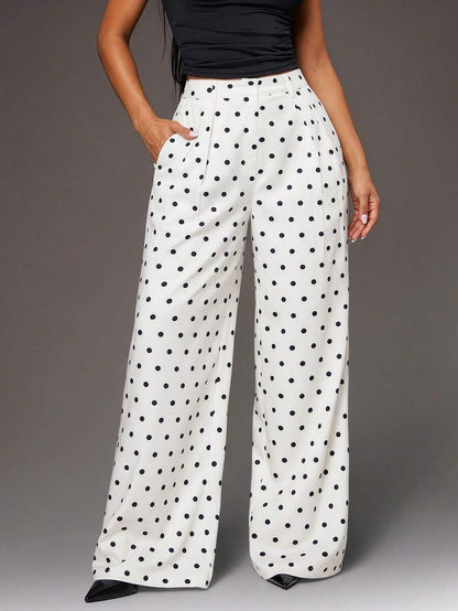 Bernadette High Waisted Wide Leg Tailored Trousers - Grey