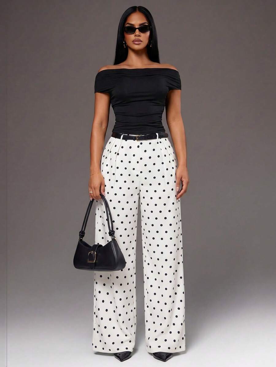 Bernadette High Waisted Wide Leg Tailored Trousers - Apricot