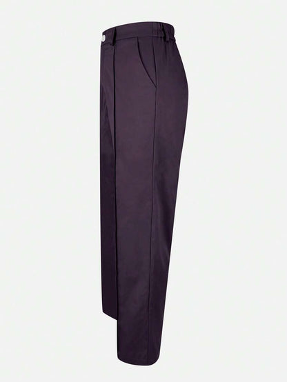 Honora High Waist Seamed Straight Leg Trousers - Plum