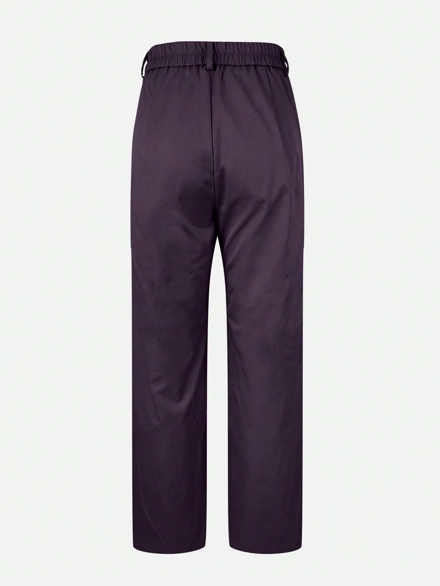 Honora High Waist Seamed Straight Leg Trousers - Plum