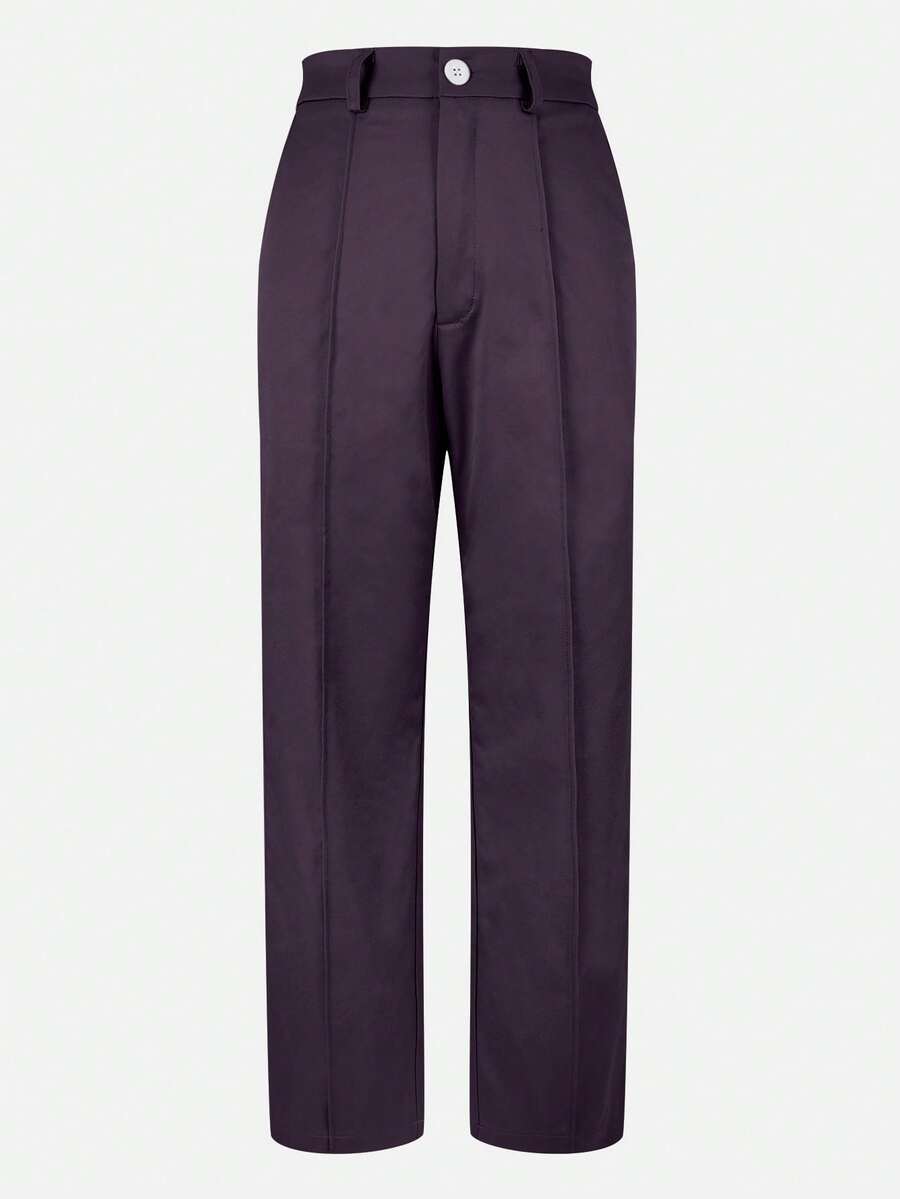 Honora High Waist Seamed Straight Leg Trousers - Plum