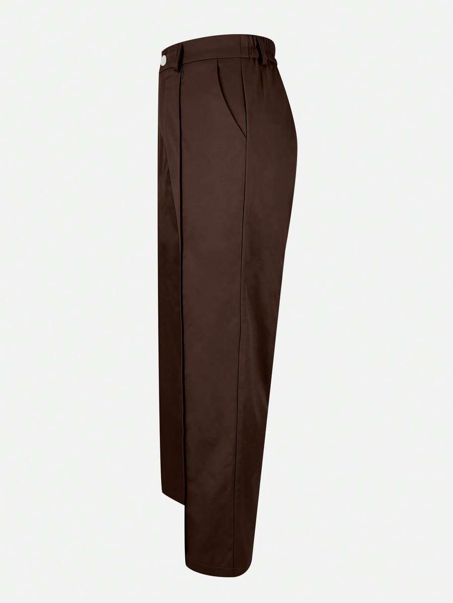 Honora High Waist Seamed Straight Leg Trousers - Chocolate Brown