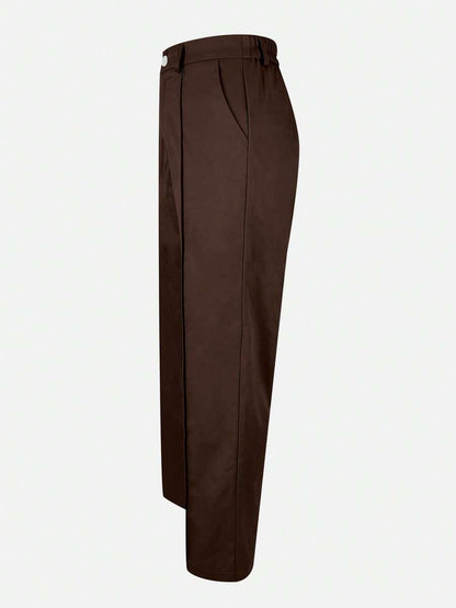 Honora High Waist Seamed Straight Leg Trousers - Chocolate Brown