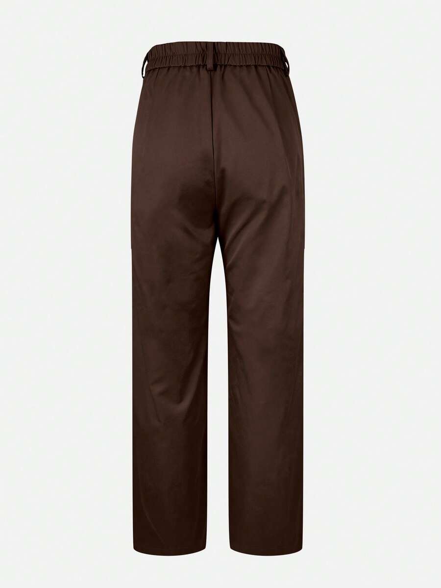 Honora High Waist Seamed Straight Leg Trousers - Chocolate Brown