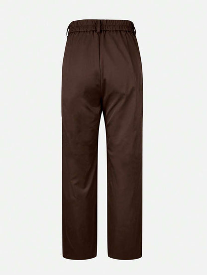 Honora High Waist Seamed Straight Leg Trousers - Chocolate Brown