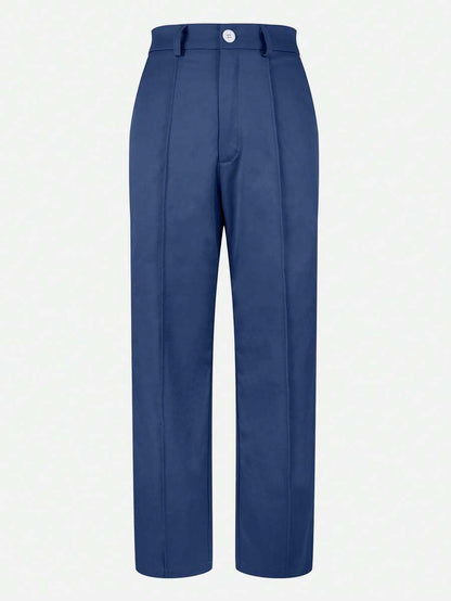 Honora High Waist Seamed Straight Leg Trousers - Royal Blue