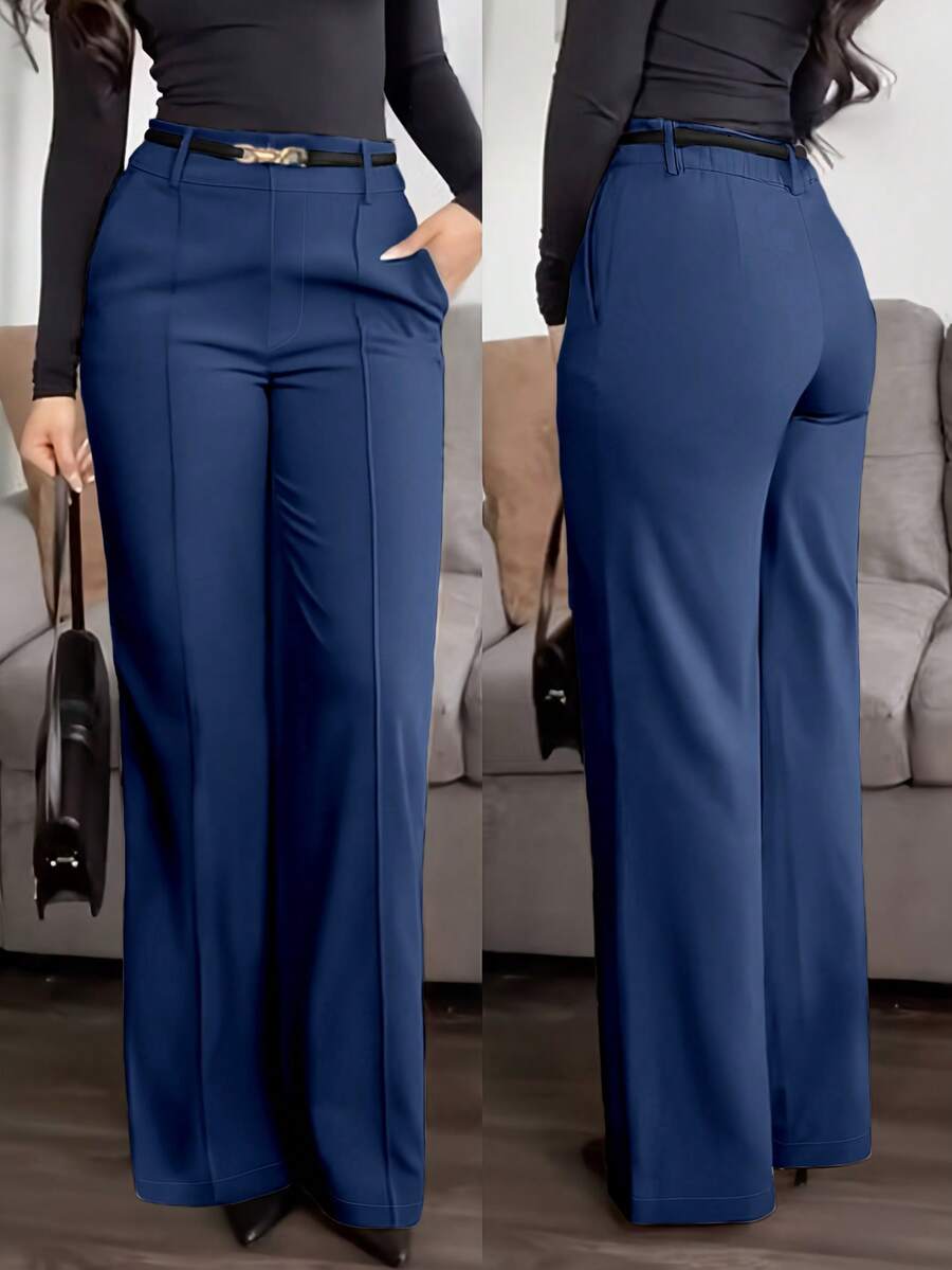 Honora High Waist Seamed Straight Leg Trousers - Royal Blue