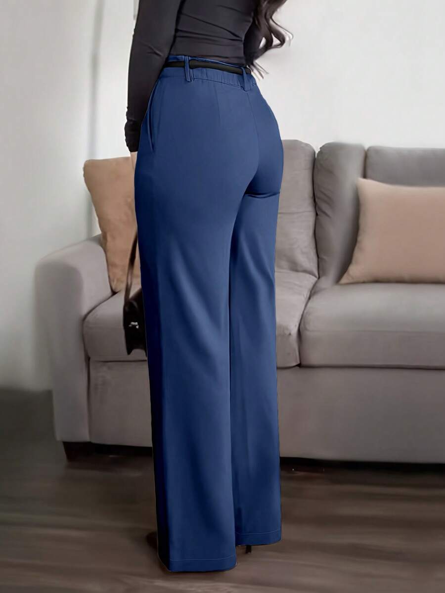 Honora High Waist Seamed Straight Leg Trousers - Royal Blue