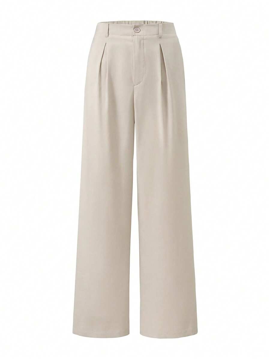 Women's Buckle Waist Wide Leg Trousers, Tailored Dress Pants for Work Office - Army Green