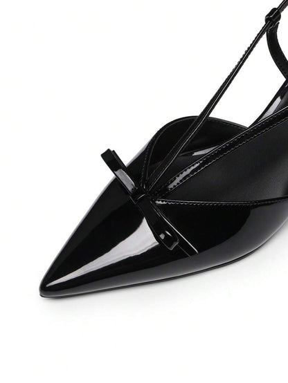 Women's Pointed Toe Slingback Kitten Heel Pumps, 2.36 Inch Buckle Strap Dress Shoes for Work and Wedding Guest