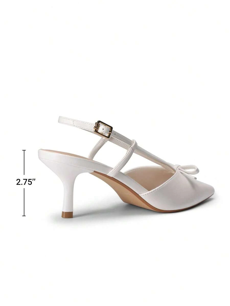 Women's Pointed Toe Slingback Kitten Heel Pumps, 2.36 Inch Buckle Strap Dress Shoes for Work and Wedding Guest