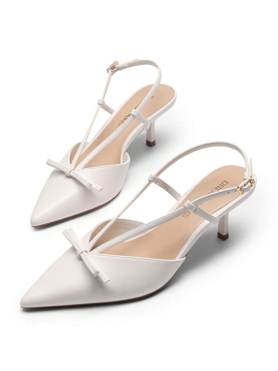 Women's Pointed Toe Slingback Kitten Heel Pumps, 2.36 Inch Buckle Strap Dress Shoes for Work and Wedding Guest