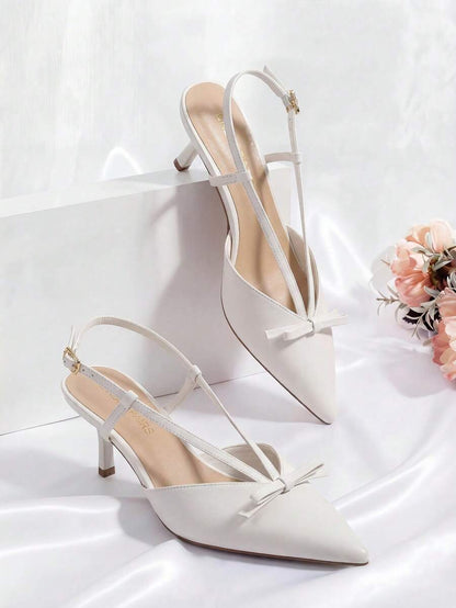 Women's Pointed Toe Slingback Kitten Heel Pumps, 2.36 Inch Buckle Strap Dress Shoes for Work and Wedding Guest