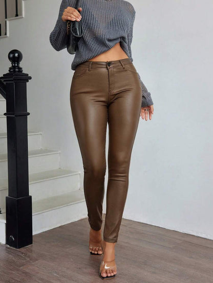 Vilnius High Waist Faux Leather Skinny Pants