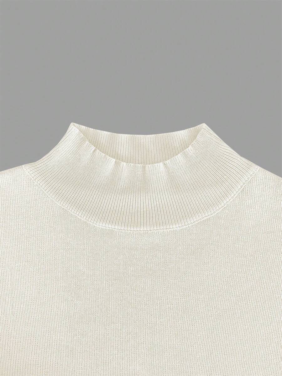 Women's Mock Neck Short Sleeve Knit Top, Fitted Sweater Tee for Work and Layering - Royal Blue
