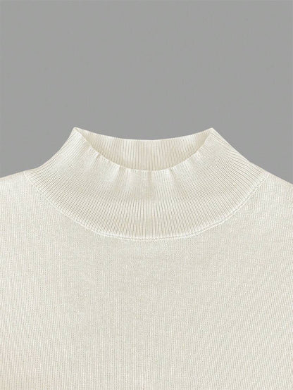 Women's Mock Neck Short Sleeve Knit Top, Fitted Sweater Tee for Work and Layering - Royal Blue