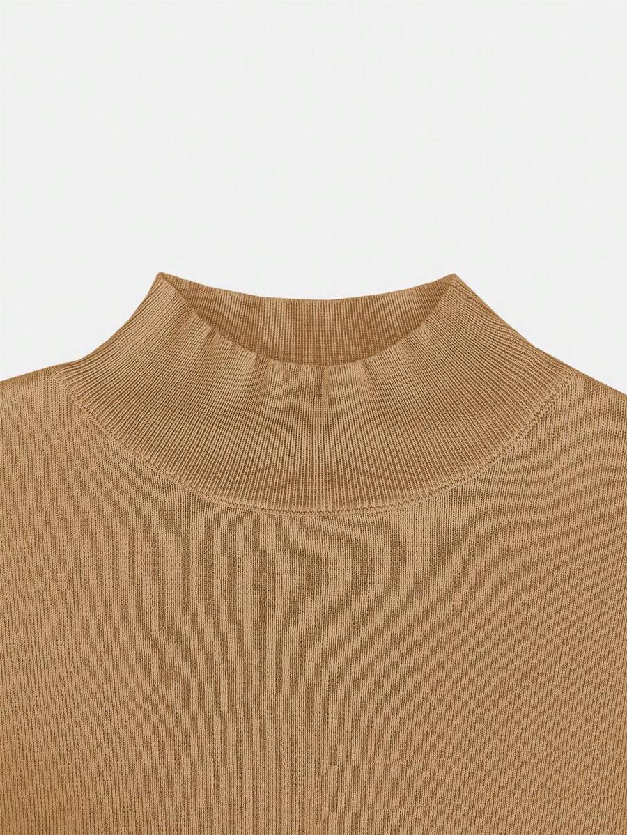 Women's Mock Neck Short Sleeve Knit Top, Fitted Sweater Tee for Work and Layering - Royal Blue