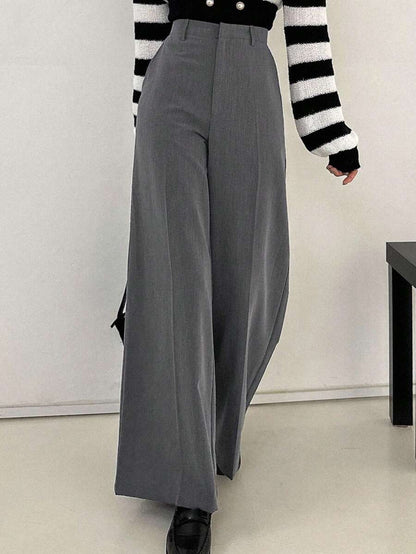 Women's Wide Leg Tailored Trousers, High Waisted Stretch Dress Pants for Work Office - Black