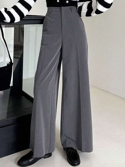 Women's Wide Leg Tailored Trousers, High Waisted Stretch Dress Pants for Work Office - Apricot