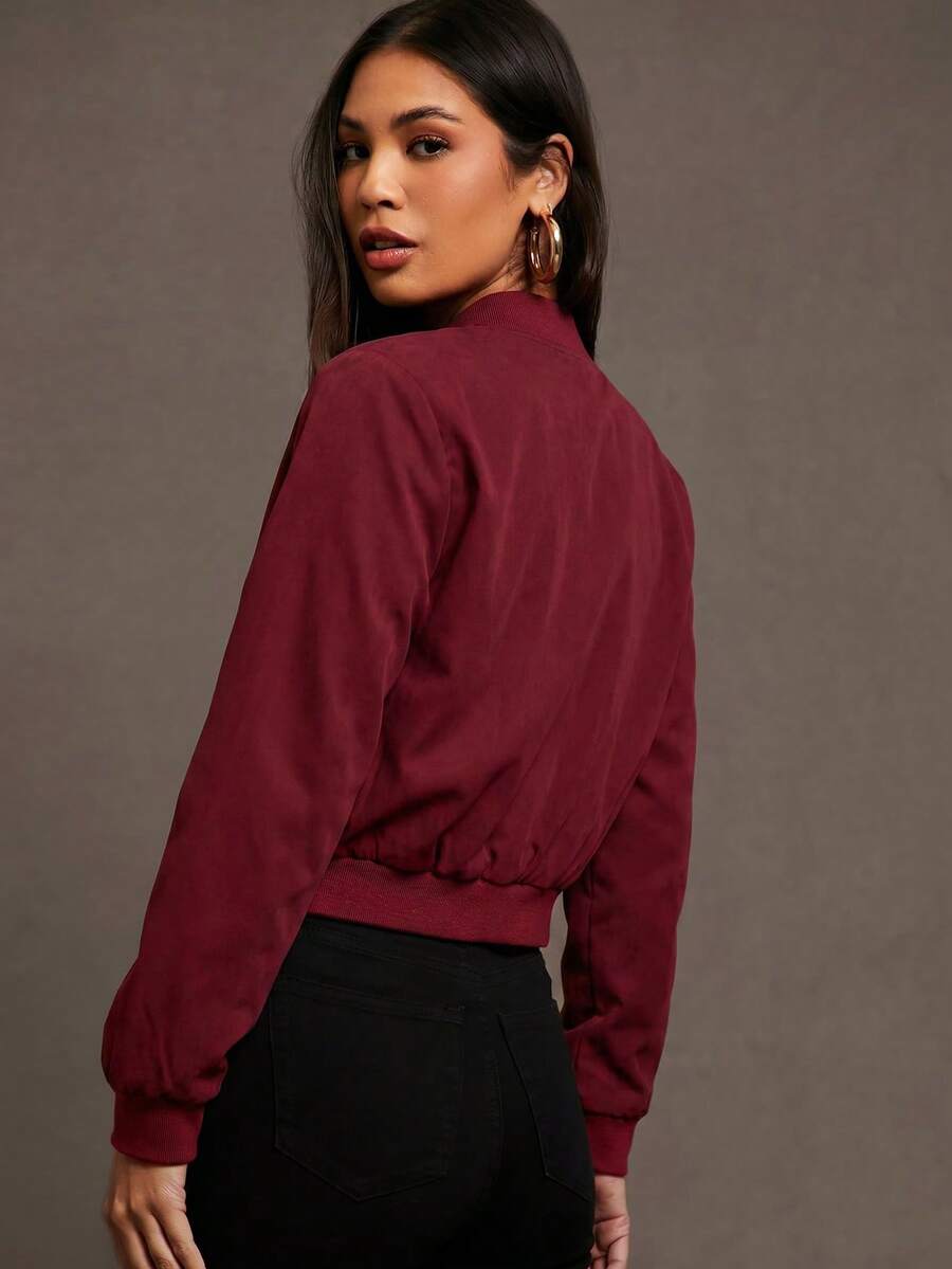Steamboat Zip Up Bomber Jacket with Ribbed Trim