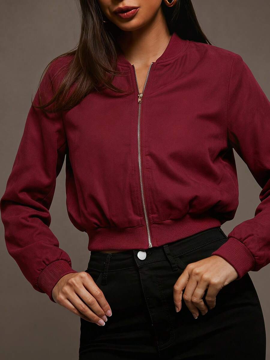 Steamboat Zip Up Bomber Jacket with Ribbed Trim