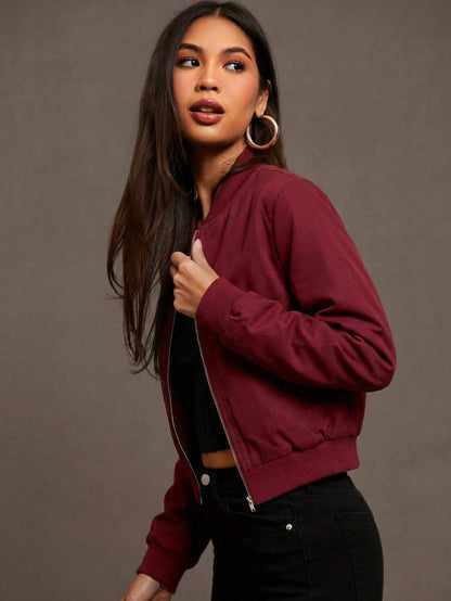 Steamboat Zip Up Bomber Jacket with Ribbed Trim