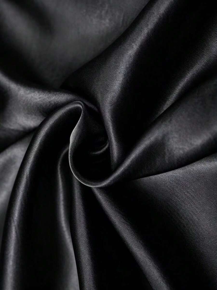 Women's Satin Cowl Neck Sleeveless Blouse, Silky Shell Top for Work and Evening - Black