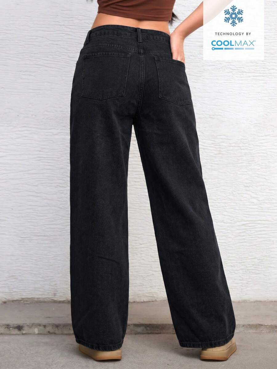 Ravenna High Waisted Wide Leg Baggy Jeans with Pockets