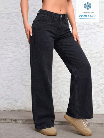Ravenna High Waisted Wide Leg Baggy Jeans with Pockets