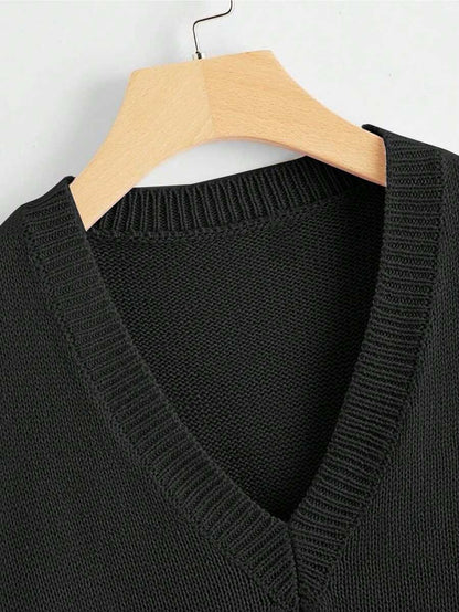 Marisa Fine Knit V-Neck Sleeveless Sweater Vest - Redwood
