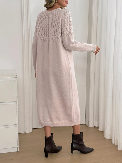 Anya High Neck Raglan Sleeve Sweater Dress - Purple
