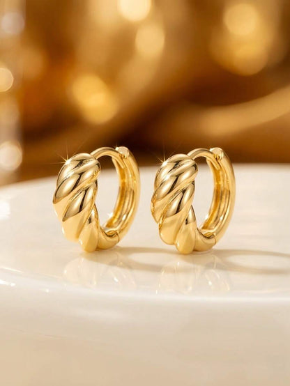 Women's Chunky Gold Hoop Earrings, Water Drop, Twisted and Pavé U-Shaped Minimalist Statement Earrings