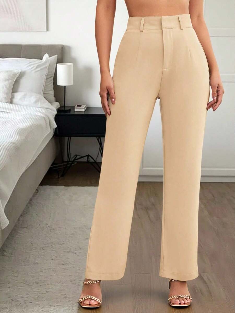 Women's High Waisted Flare Trousers, Tailored Dress Pants for Work Office - Apricot