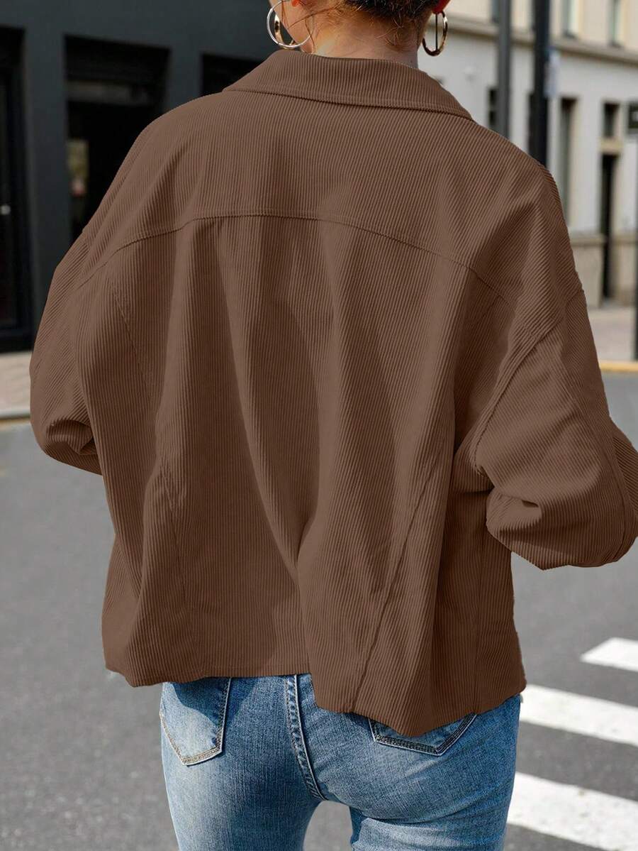 Montreux Corduroy Cropped Button Front Shacket Jacket