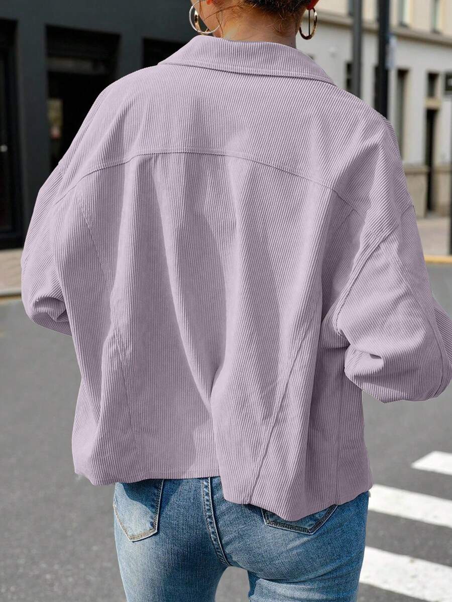 Montreux Corduroy Cropped Button Front Shacket Jacket