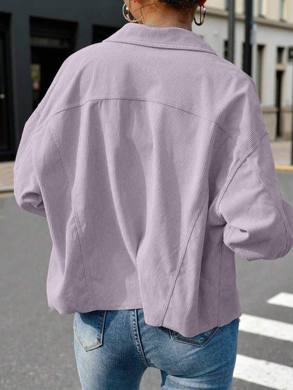 Montreux Corduroy Cropped Button Front Shacket Jacket