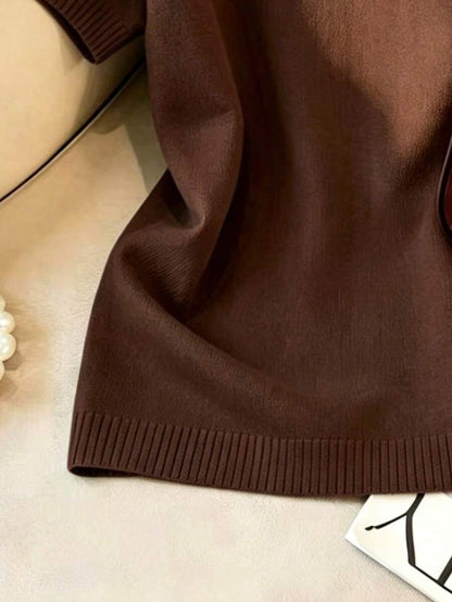 Women's Fine Knit Short Sleeve Top, Crew Neck Sweater Tee for Work and Layering