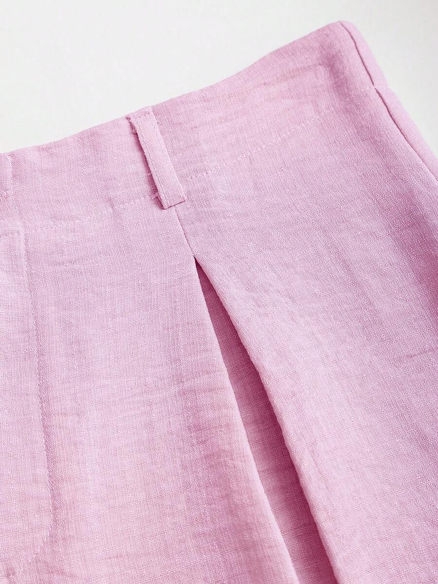Katya Pleated Wide Leg Pants Tailored High Rise Trousers - Orchid Pink
