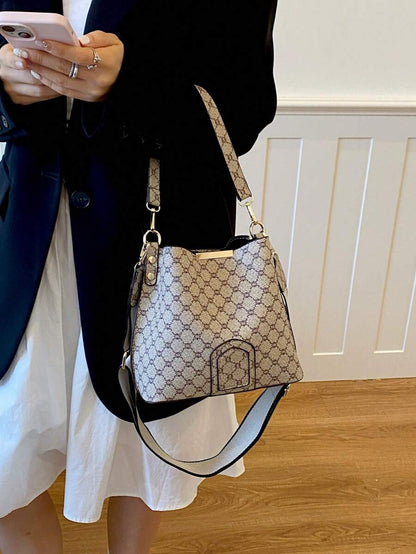 Lausanne Suede Look Bucket Bag with Wide Shoulder Strap
