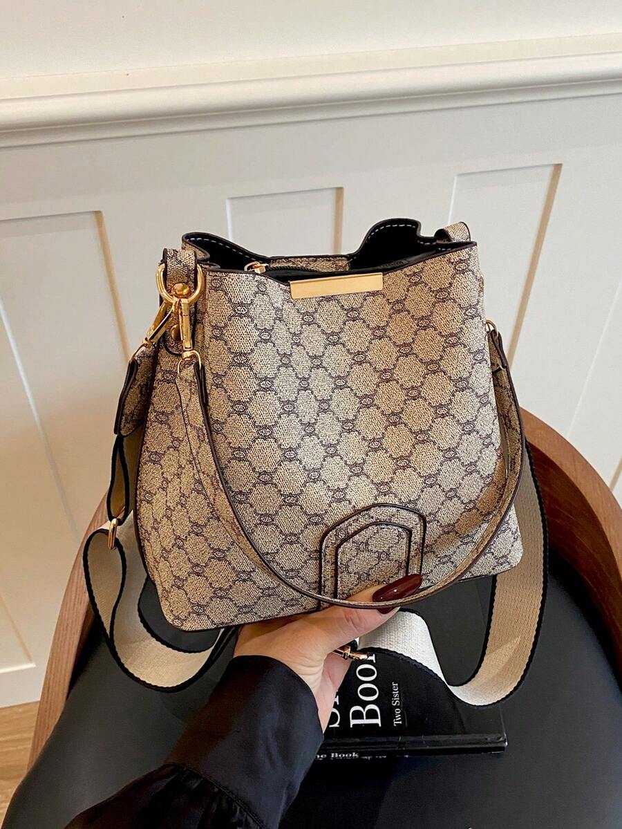 Lausanne Suede Look Bucket Bag with Wide Shoulder Strap