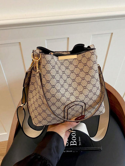 Lausanne Suede Look Bucket Bag with Wide Shoulder Strap
