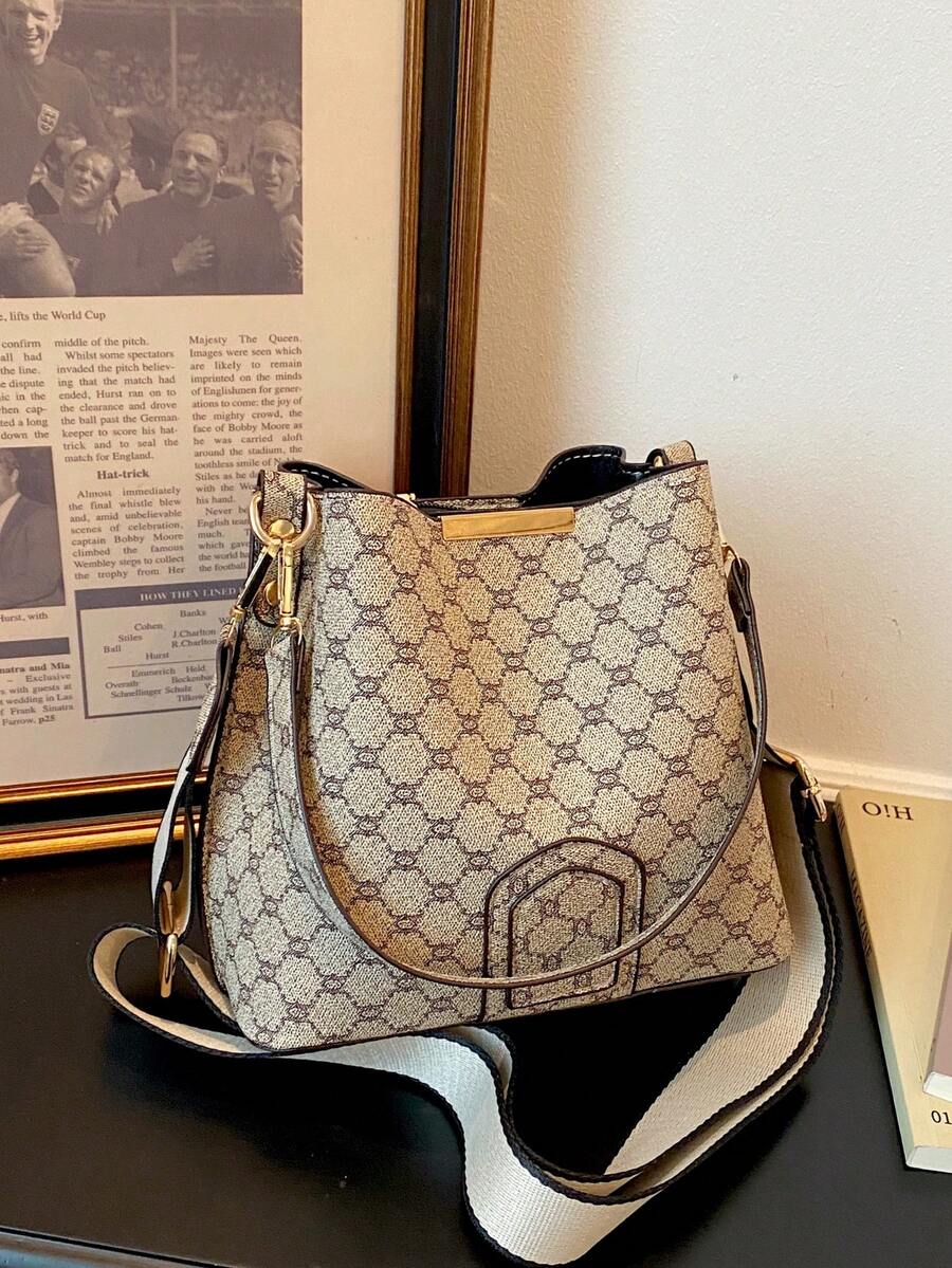 Lausanne Suede Look Bucket Bag with Wide Shoulder Strap