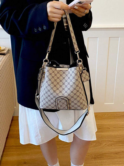 Lausanne Suede Look Bucket Bag with Wide Shoulder Strap